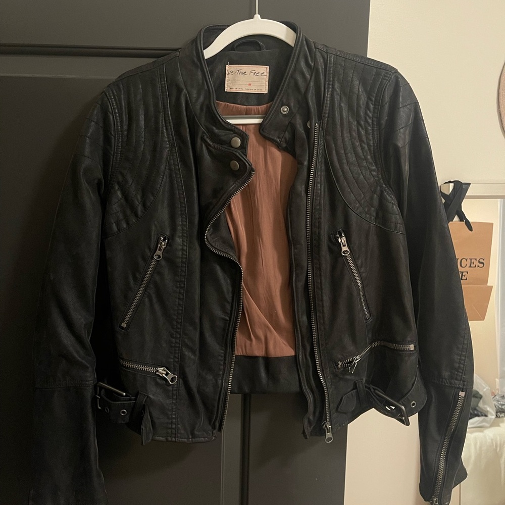 Free People Fenix Vegan Leather Moto Jacket
